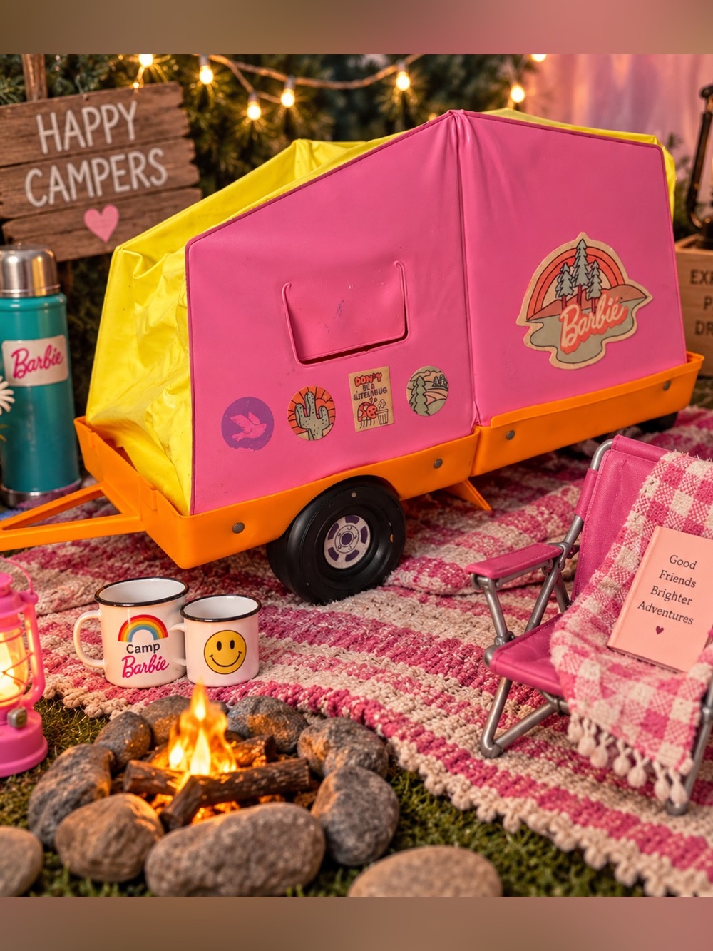 Vintage 1972 Barbie Goin Camping Pop-Up Tent Trailer Incomplete Set